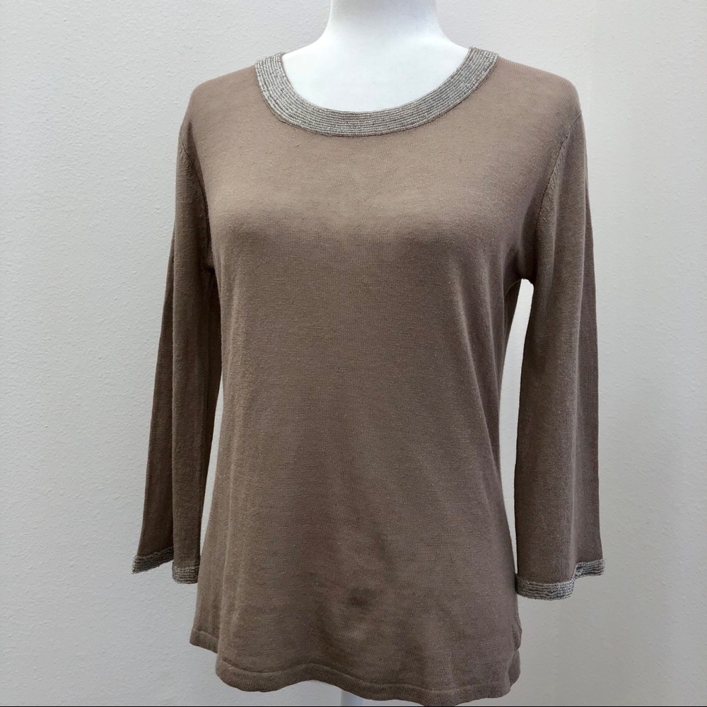 ⭐️Robert Kitchen⭐️Beaded Linen Blend Top